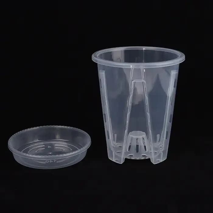Pot de fleur transparent avec contrôle des racines