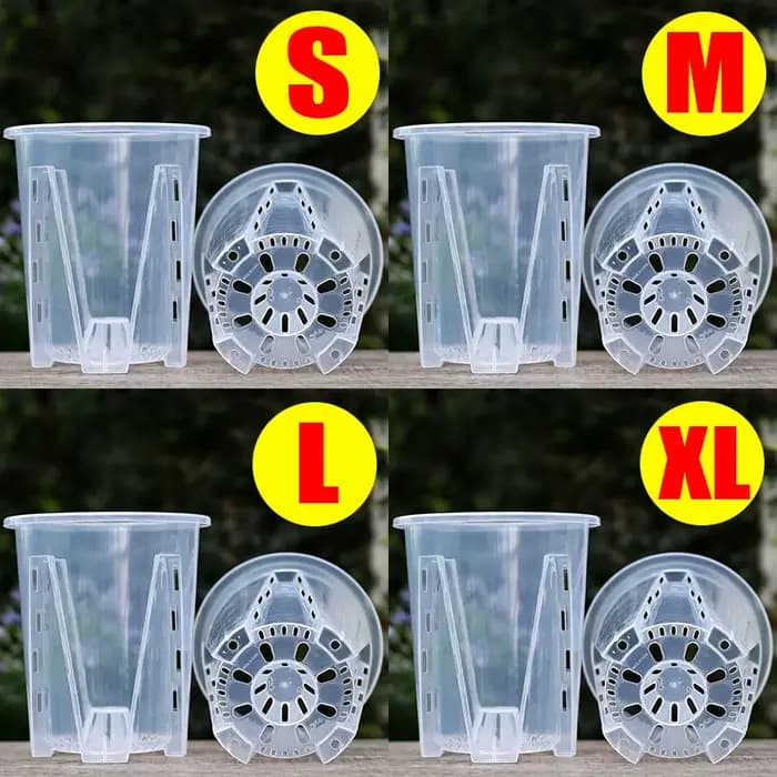 Pots à orchidées en plastique transparent avec trous de drainage pour la plantation d'orchidées papillon