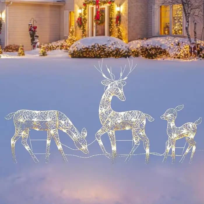 Lumières de pelouse de cerf blanc debout éclairées résistantes aux intempéries