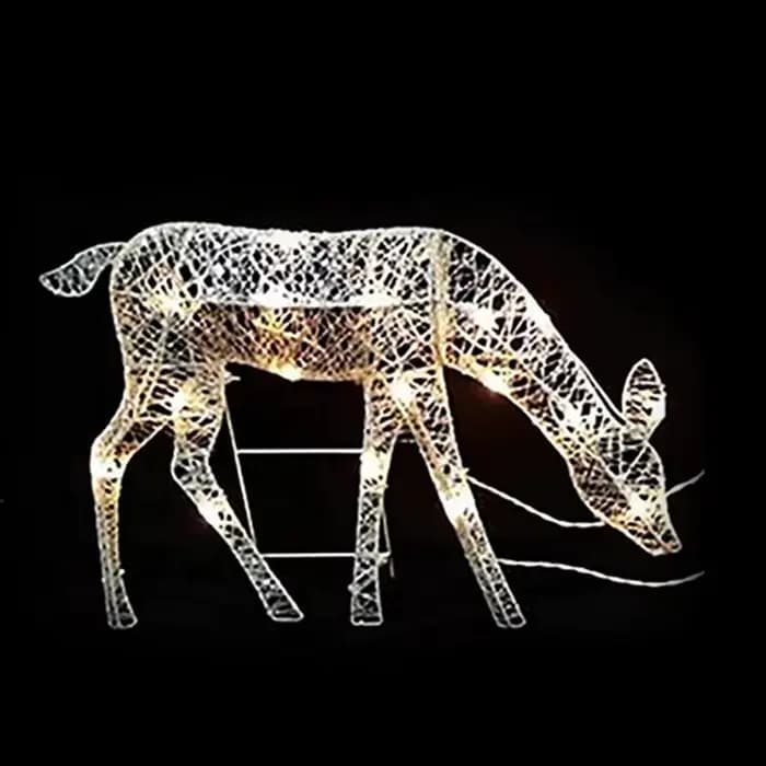 Lumières de pelouse de cerf blanc debout éclairées résistantes aux intempéries