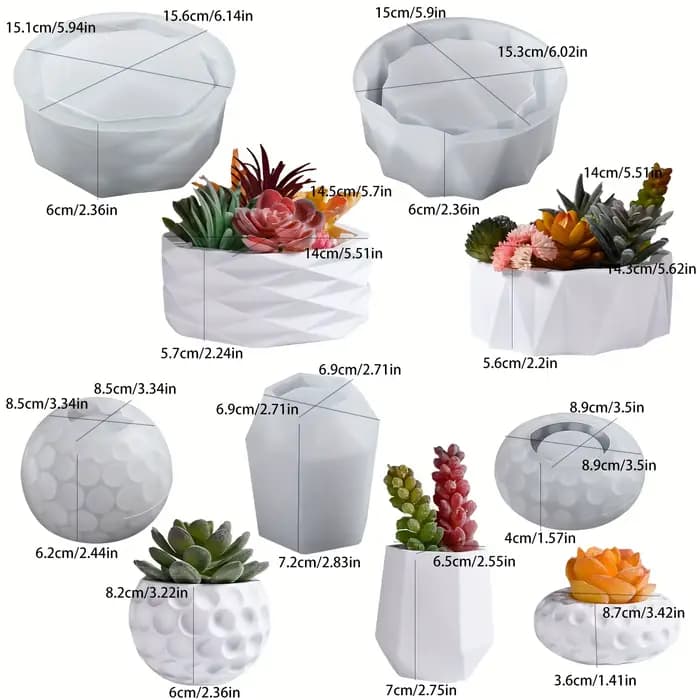 Pots à fleurs en résine époxy et béton