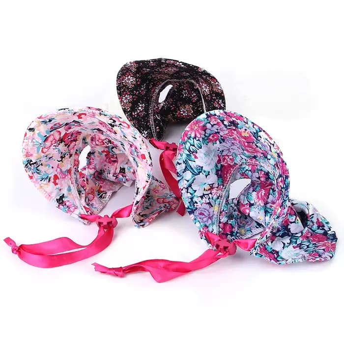 Chapeau floral pour chien, petit chapeau pour chat avec trous pour les oreilles, costume de fête d'anniversaire, couvre-chef pour chat, casquette pour chiot, chaton, protection solaire extérieure