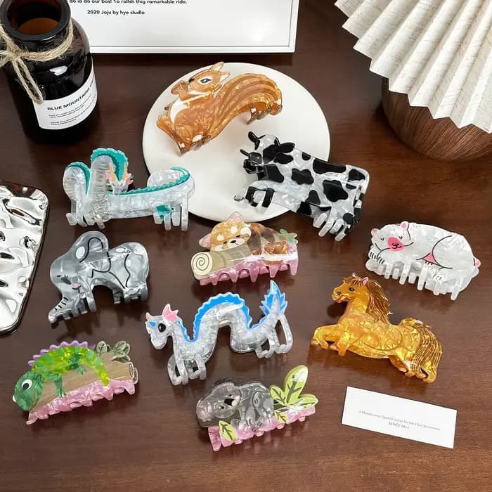 Pince à cheveux série animaux magiques, Design créatif personnalisé, pinces à cheveux populaires en acrylique, accessoires pour femmes et filles, nouvelle collection