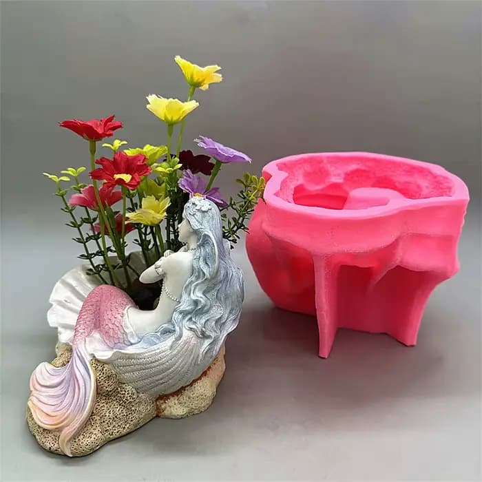 Moule en silicone Coquillage Sirène pour pot de fleurs