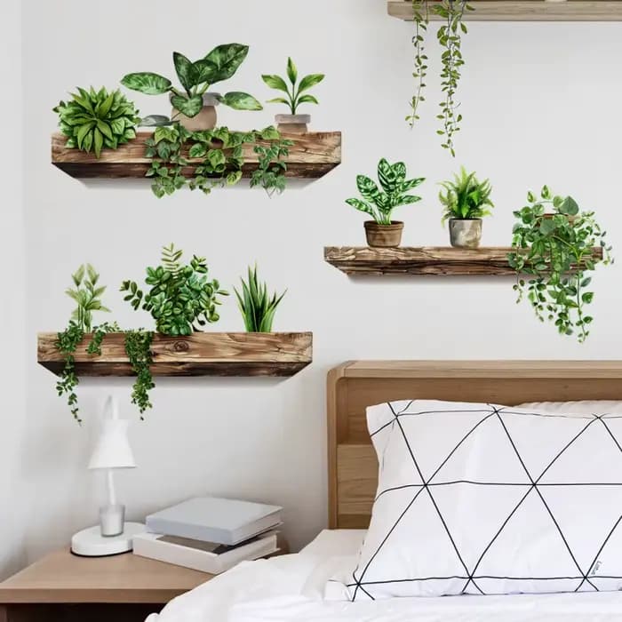 Nouvelle combinaison créative d'étagères pour plantes en pot avec autocollants amovibles pour embellir les chambres