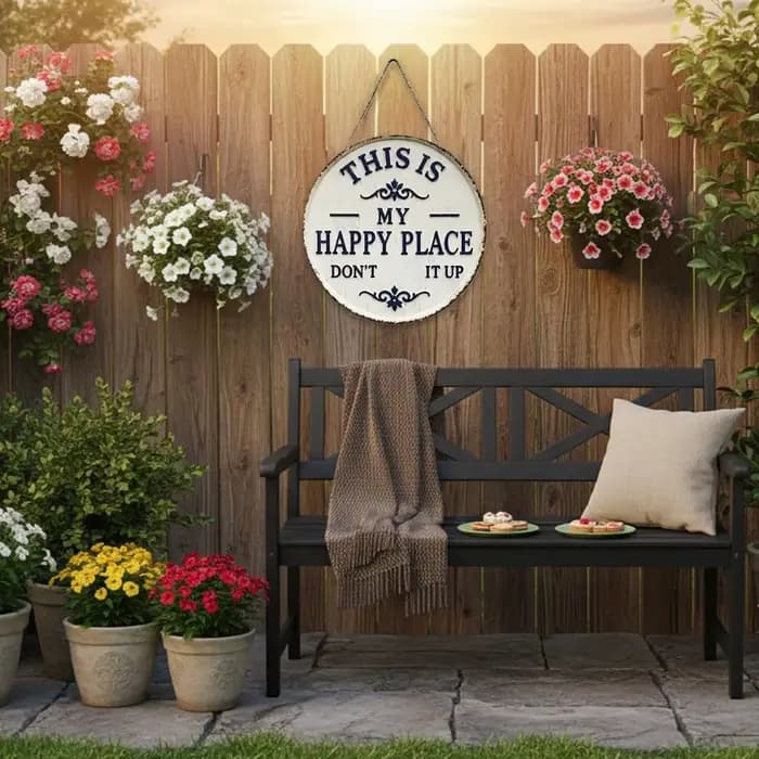 Panneaux de jardin ronds vintage amusants