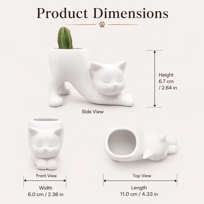 Un pot de fleurs en forme de chat