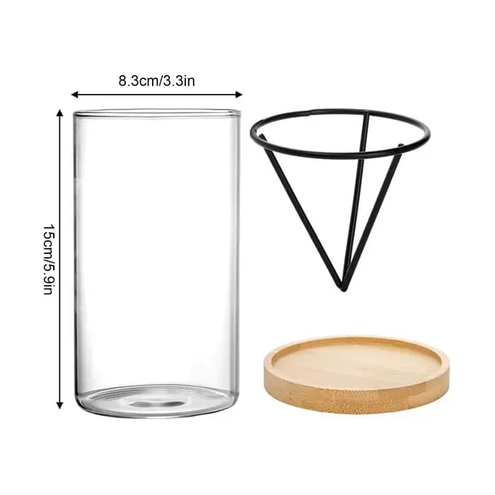 1 ensemble de Kits de culture d'arbre d'avocat, Vase de graines d'avocat en verre hydroponique avec support triangulaire et Pot de plante de germination de Base en bambou