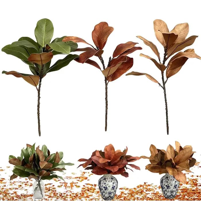 Feuilles de magnolia de style artistique de plante verte simulée