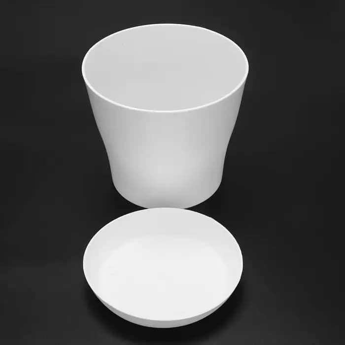 Pot de fleurs en plastique avec calibre supérieur blanc