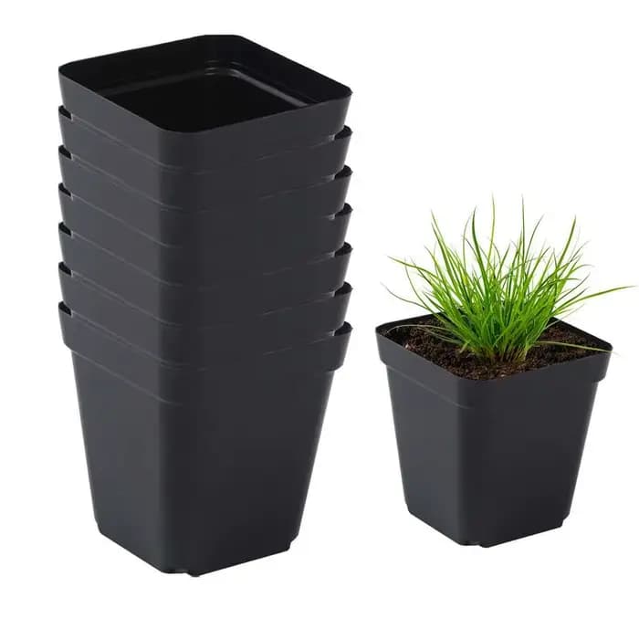 Pots de démarrage pour plantes de pépinière, 50 pièces, Pots de démarrage pour graines, conteneur de plantes à fleurs en plastique, gobelets de semis carrés noirs