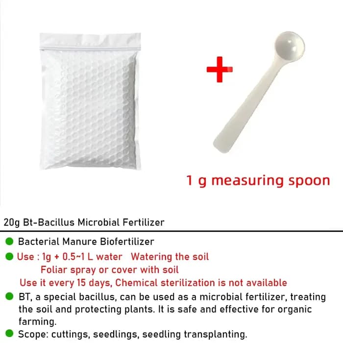 Engrais Microbien Bt-Bacillus 20g pour l'Agriculture Biologique