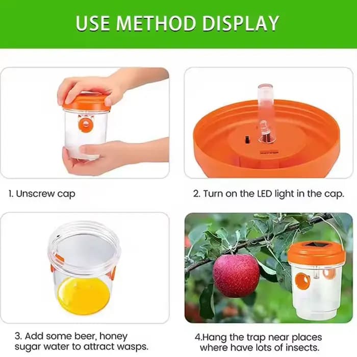 Piège à mouches et guêpes à lumière LED solaire