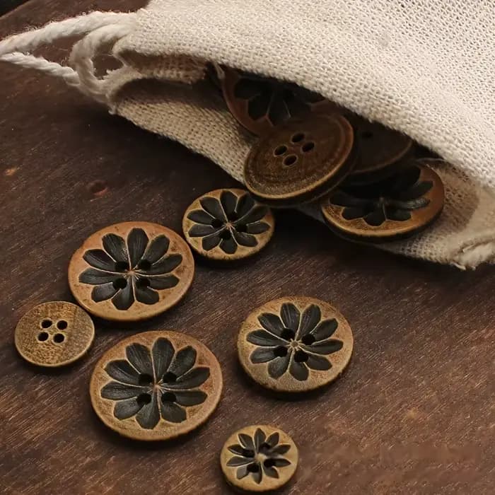 Paquet de 10 boutons en bois vieilli