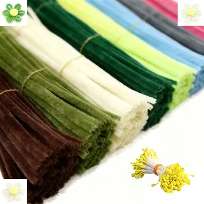 230 pièces/ensemble de tiges en chenille avec centres floraux, matériaux pour loisirs créatifs DIY, jouet artistique pour enfants, décoration pour mariage, fête et maison