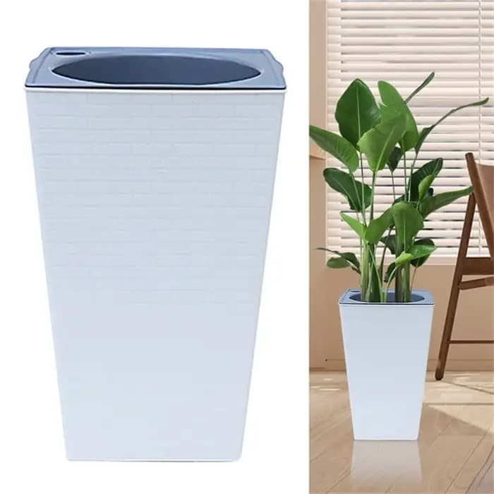 Grand pot de fleurs imitation métal plastique