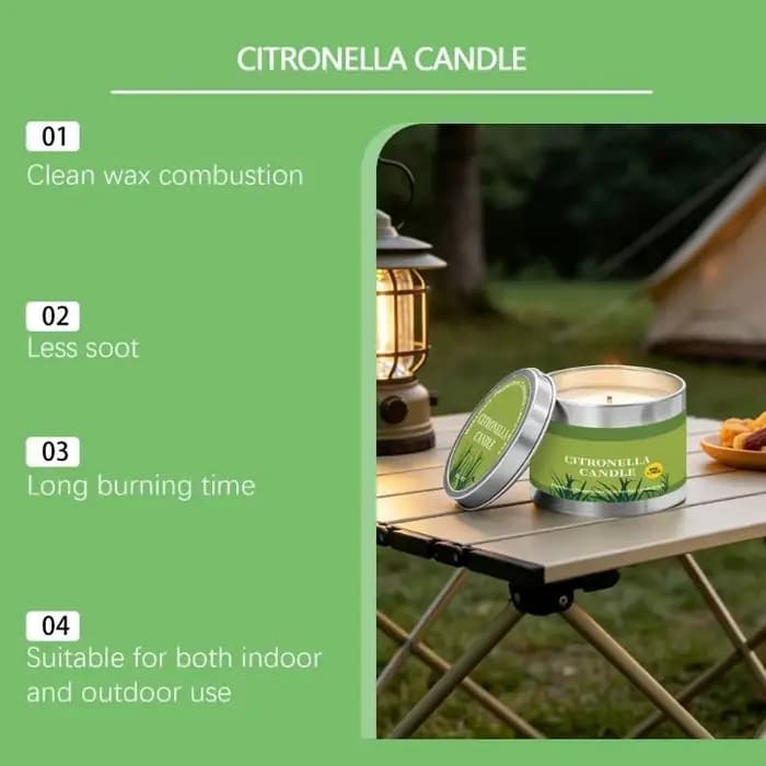 Bougie parfumée à citronnelle pour l'extérieur