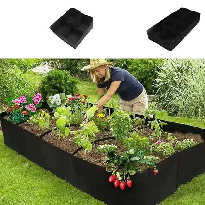 Sac de plantation de jardin à 4/8 grilles, sac de culture en feutre multi-gaine, Pot de plantation rectangulaire pour pépinière, légumes, tomates, pommes de terre, Contai