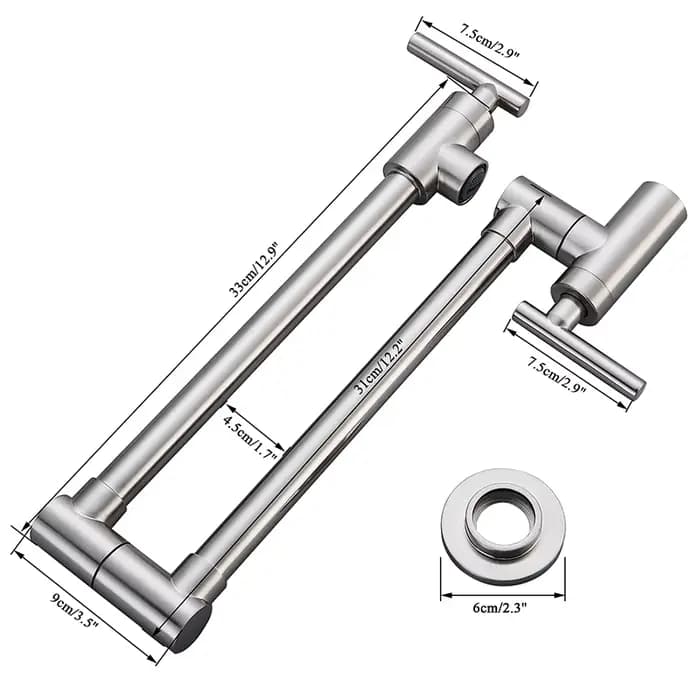Robinet de cuisine en laiton à Double Joint, bec pivotant pliable et extensible, robinet de cuisine à un trou et deux poignées