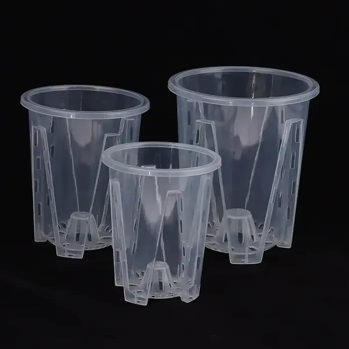 Pot de fleur transparent avec contrôle des racines