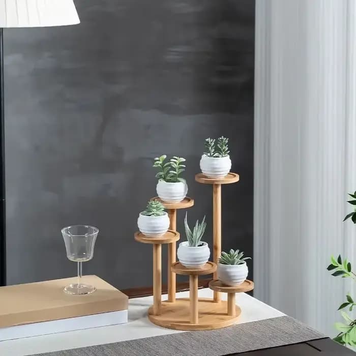 Fleur de bureau en bois de bambou T1