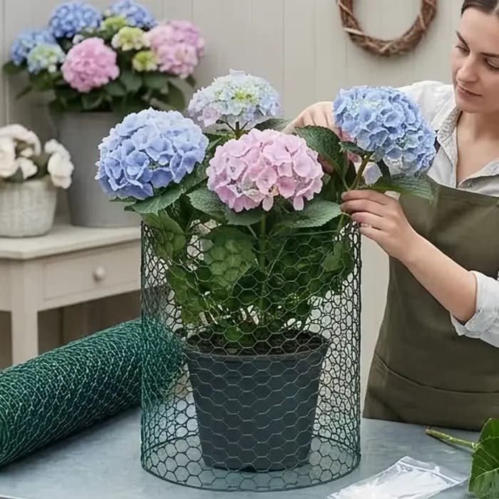 Rouleau clôture pour zone fleurie 3 mètres x 10 avec fil fer vert attaches fixation pour bordure jardin