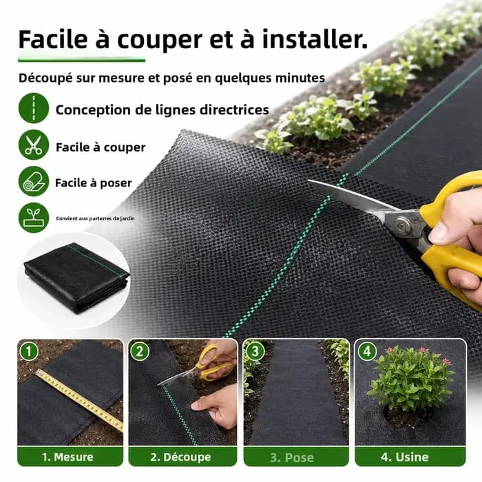 Toile géotextile perméable à l'eau pour la lutte contre les mauvaises herbes