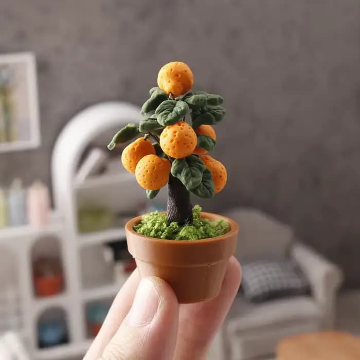 Miniature d'arbre à orange en pot, ornement pour maison de poupée 1:12, modèle de bonsaï, décoration, jouet, accessoires de photographie pour micro-paysage