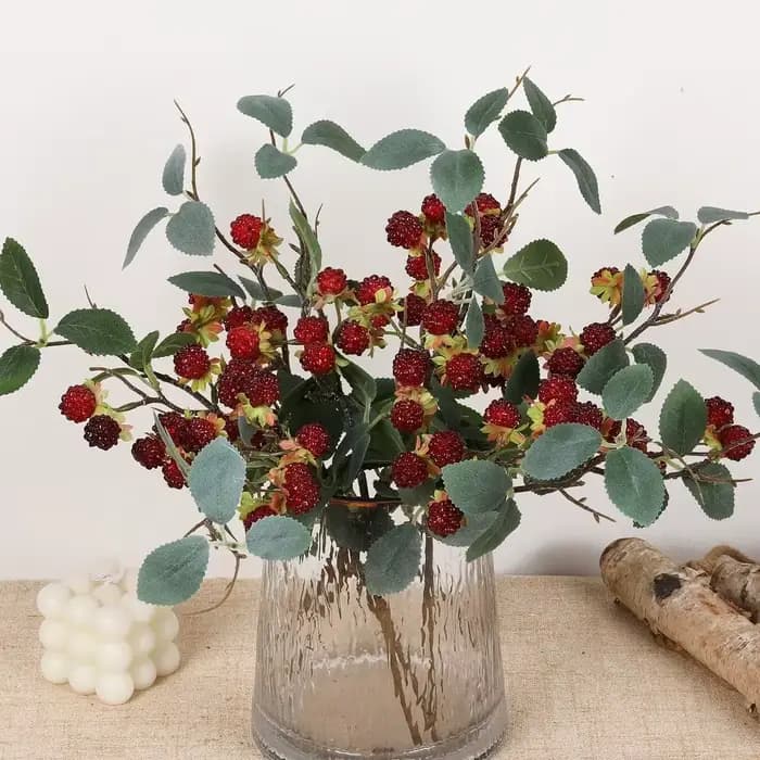 Plante artificielle de framboises rouges