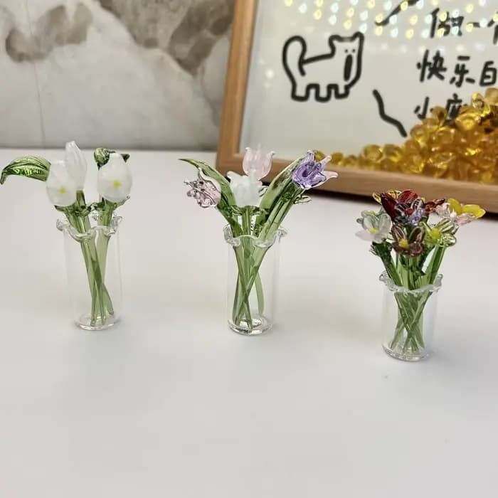 Mini Bouquet de fleurs de Simulation en verre