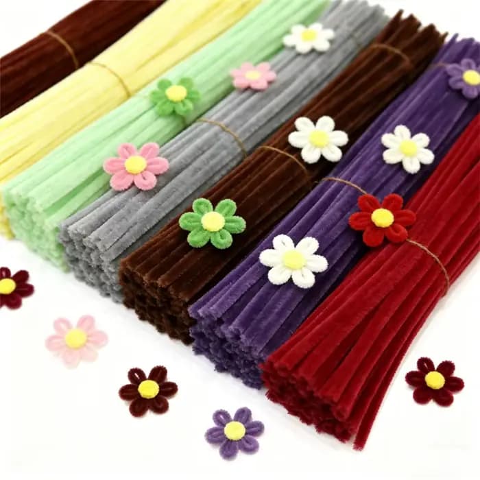 230 pièces/ensemble de tiges en chenille avec centres floraux, matériaux pour loisirs créatifs DIY, jouet artistique pour enfants, décoration pour mariage, fête et maison