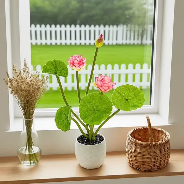 Mini plante de lotus artificielle en pot