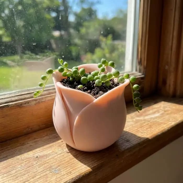 Ornement de bureau, mini pots en plastique en forme de rose