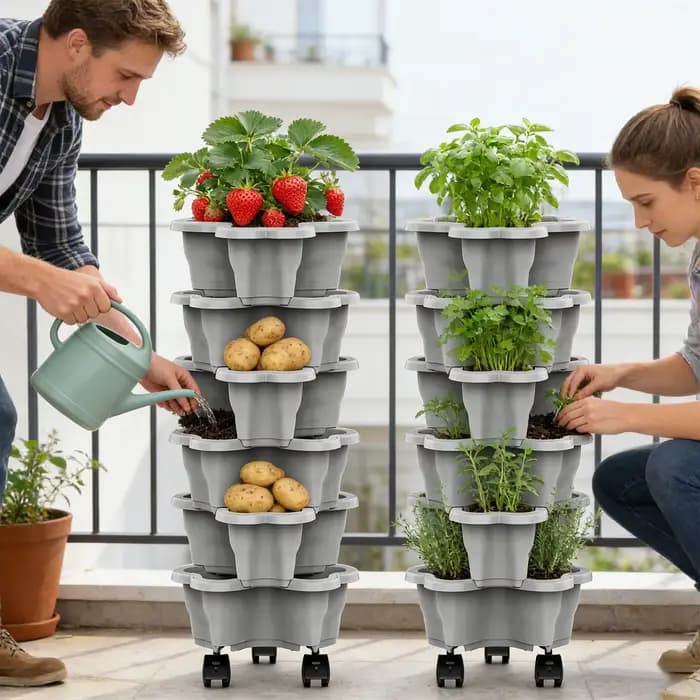 Tour de jardinage verticale à 6 niveaux avec roues – Optimisation de l'espace pour légumes
