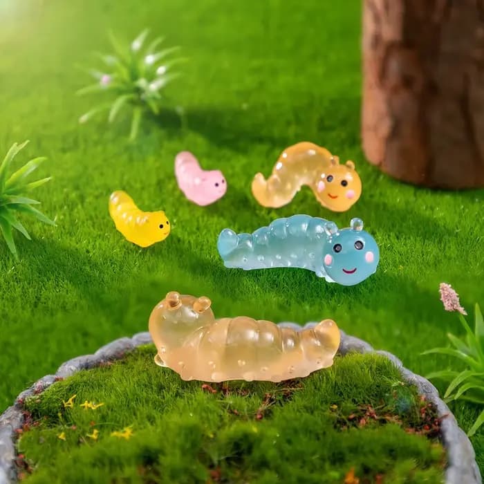 Larve de coléoptère simulée phosphorescente - Accessoire de décoration DIY pour terrarium et jardin de plantes succulentes