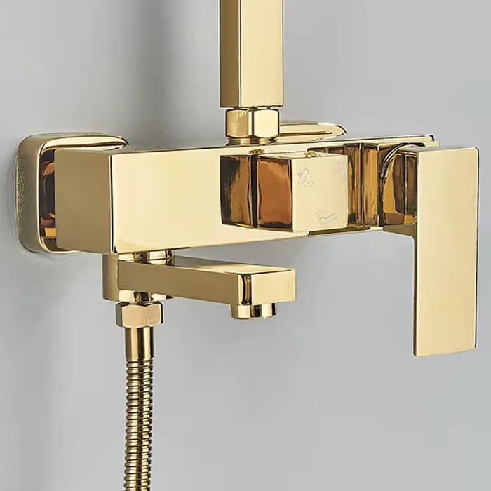Robinets de douche en laiton, mélangeur de douche de salle de bains, grue, robinet de Bidet, ensemble de douche à pluie, pulvérisation de douche avec étagère, or