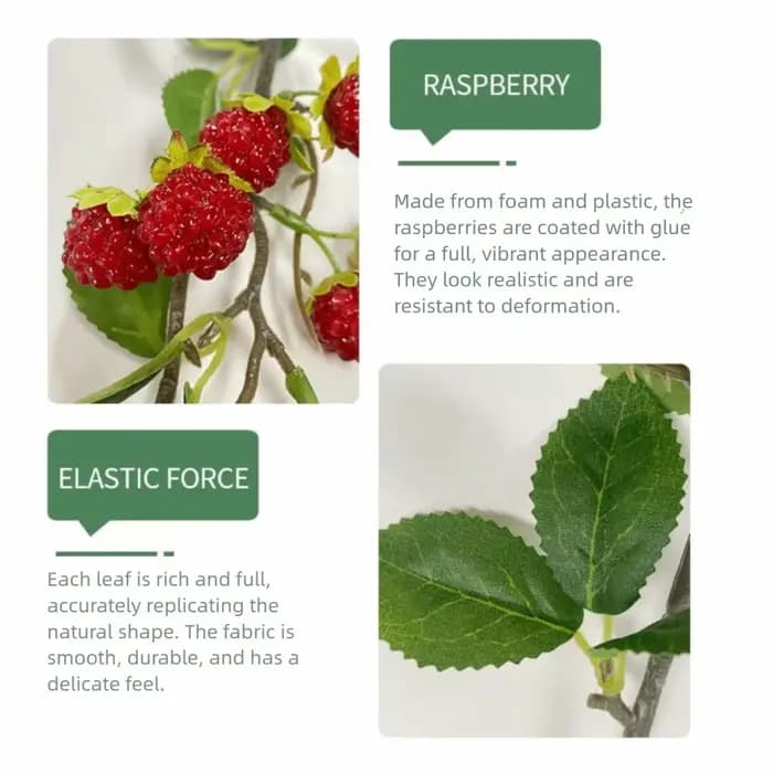 Plante artificielle de framboises rouges