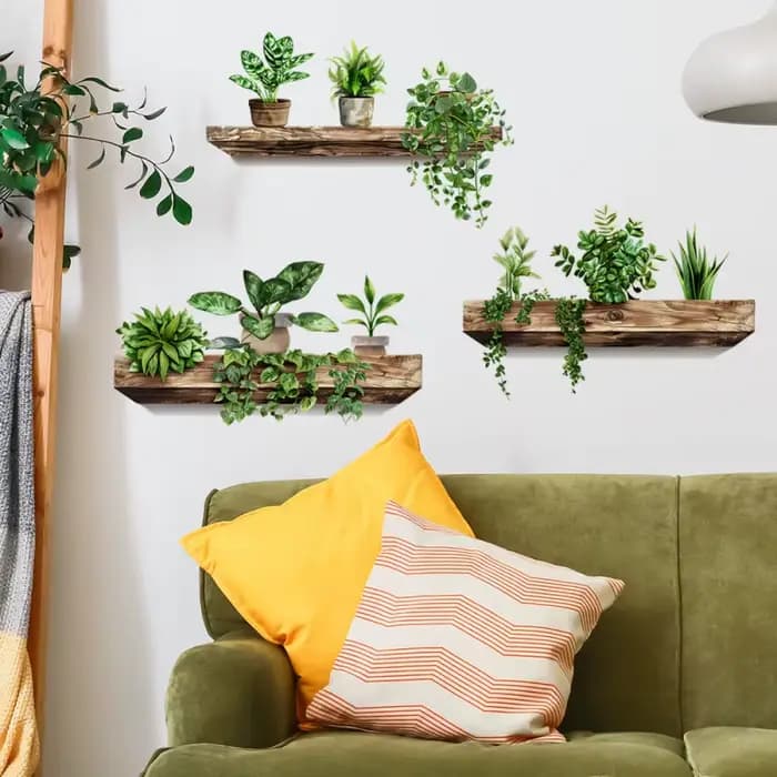 Nouvelle combinaison créative d'étagères pour plantes en pot avec autocollants amovibles pour embellir les chambres