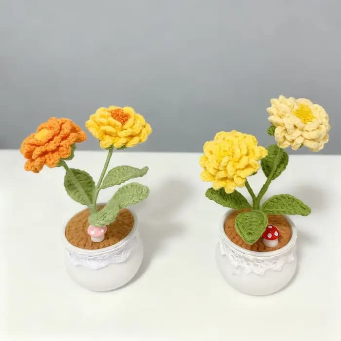 Pivoine au Crochet faite à la main en pot