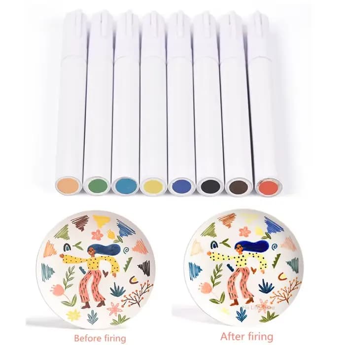 Stylo marqueur sous glaçure pour poterie, 8 couleurs, Pigment céramique, peinture à la main, stylo spécial, peinture à points, outils de poterie artisanale