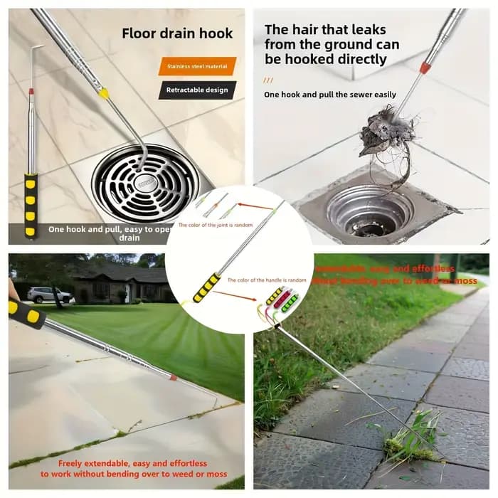 Outil rétractable pour déchirer le film de protection des semis, utilisé pour nettoyer les interstices des allées de jardin et désherber