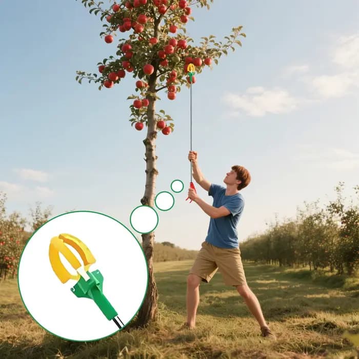 Cueilleur de fruits télescopique à trois griffes avec fonction de coupe de branches