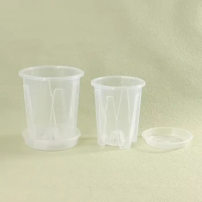 Pot de fleur Transparent bonsaï avec plateau de contrôle des racines pour la plantation d'orchidées Phalaenopsis