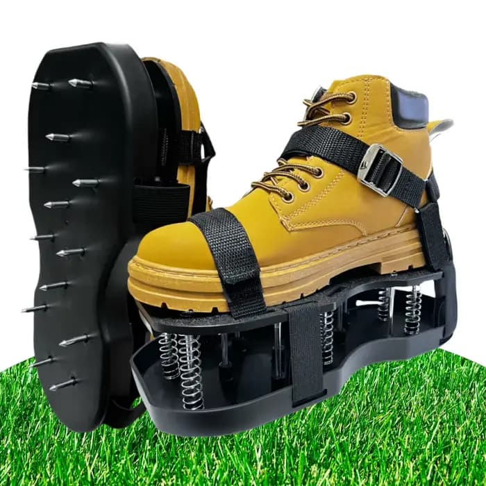 Chaussures d'aérateur de pelouse pour couche d'herbe avec Base à ressort inférieure à pointes