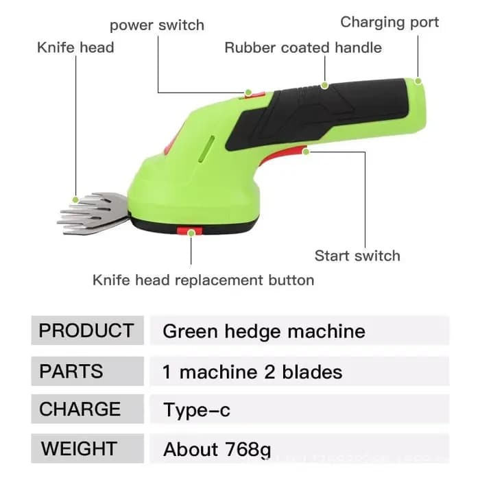 Taille-haie électrique sans fil à double usage avec batterie au lithium rechargeable 21V pour le jardinage