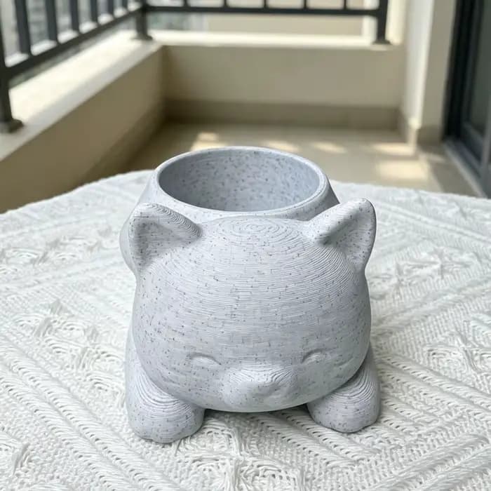 Pot de fleurs en forme de chat imprimé en 3D Kawaii