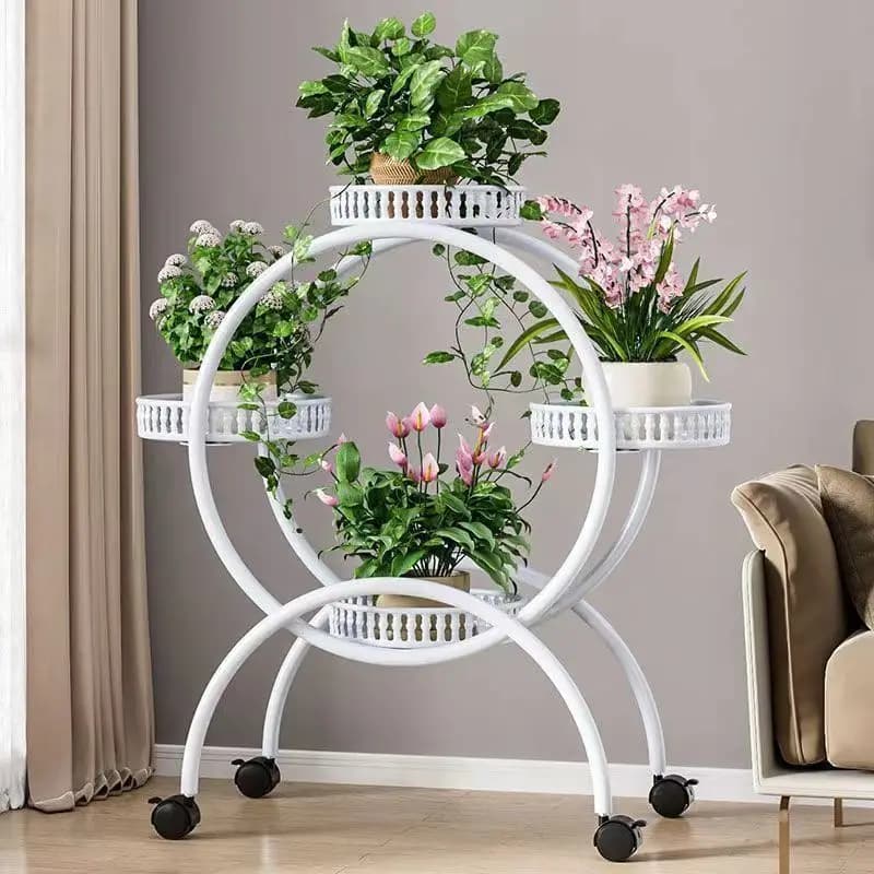 Support de plantes Mobile sur pied avec roues Epipremnum, support de Pot en fer multicouche, étagère