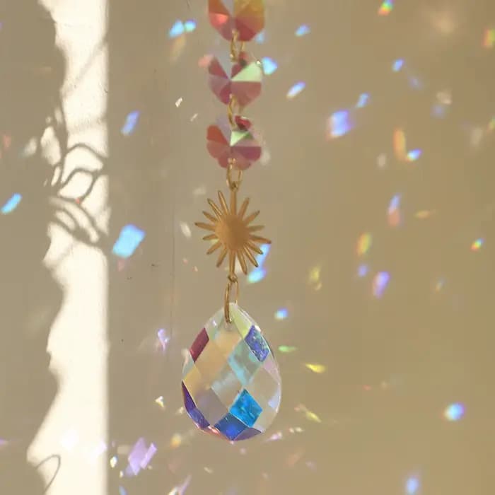 Attrape-soleil en cristal Lotus, cristaux suspendus, vitrail, décoration extérieure, fabricant d'arc