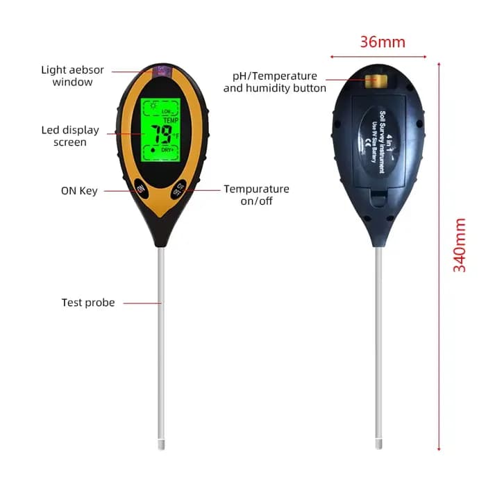 Testeur de PH du sol testeur de sol PH humidimètre température lumière du soleil mesure de l'intensi
