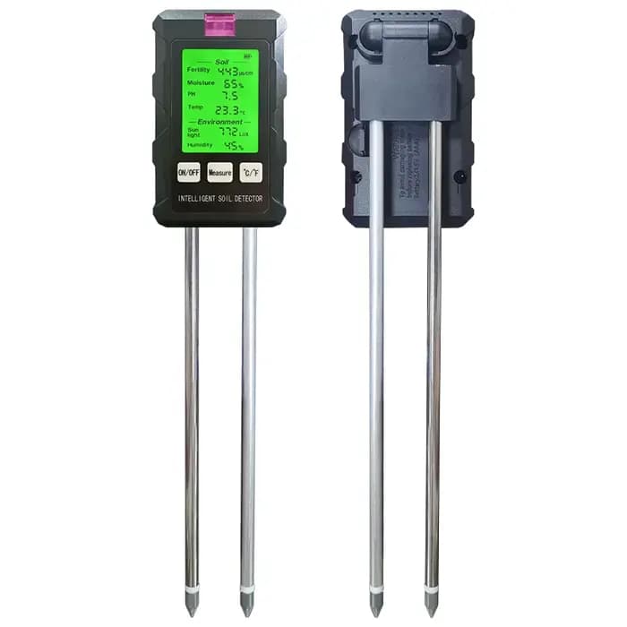 Testeur de sol numérique 6 en 1 multifonctionnel, détecteur de pH du sol, humidité, fertilité, tempé